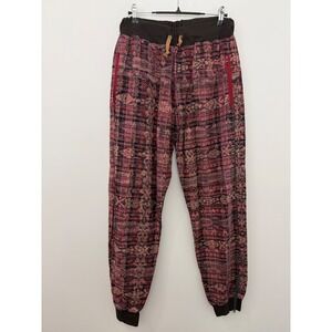 Ixchel Pink Purple Ikat Woven Cotton Joggers XL Zipper Pockets Guatemala